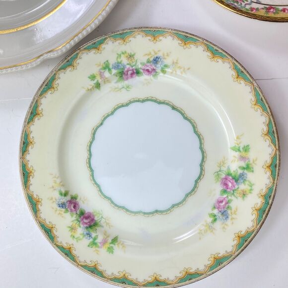 Vintage Lot of Set of 6 Bread and Desert Plates 6-8" Floral Japan USA Back Stamp - Picture 5 of 14